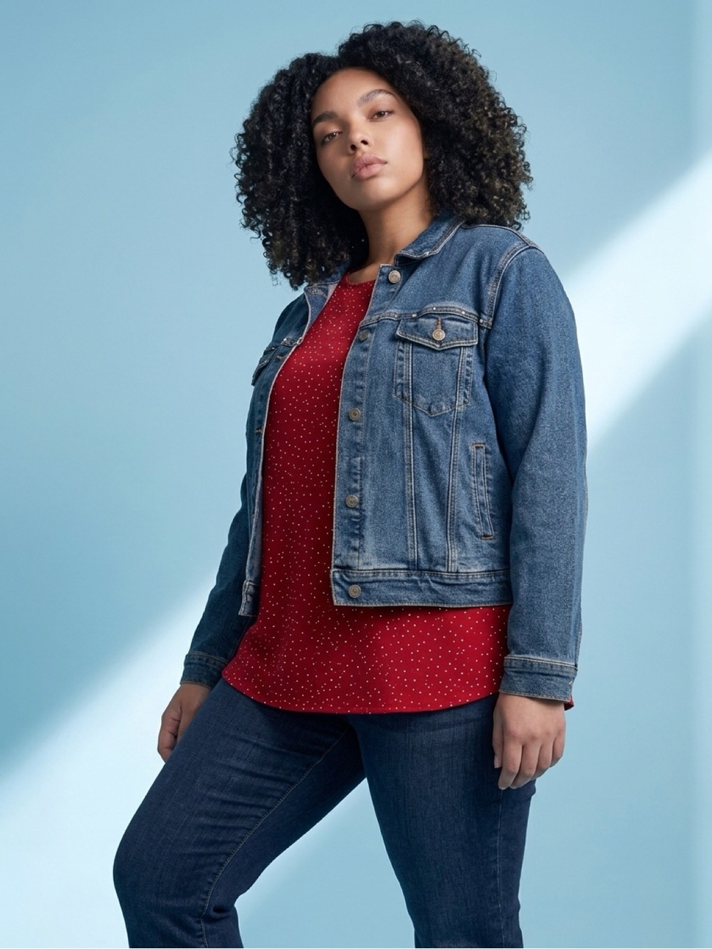 Denim&Co Women's Blue Denim Jacket - Classic Button-Front